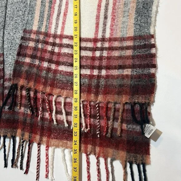 Anthropologie ANDERSEN & LAUTH Plaid Poncho Wool Blend Size ALL Fringe Winter - Picture 4 of 6